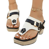 Breakj Slope And Thick-Bottom Metal Buckle Rivet One-Word Sandals 2025 Summer Beach Women's