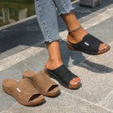 Breakj New Women's Slippers Hollow Large-Size Slippers Casual Fashion Slope And Fish Mouth Cool
