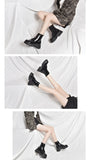 Botas Women Motorcycle Ankle Boots Wedges Female Lace Up Platforms Spring Black Leather Oxford Shoes Woman 2021 Botas