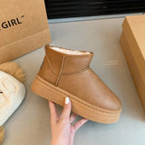 Breakj Bottom Snow Boots Women 2025 Winter New Velvet Thick Warm Cotton Boots Fashion Leisure Short