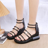 Drop Shipping 2022 New Summer PVC Sandals Platform Women Chunky Heel Outside Feet Shoes Summer Back Zipper High