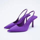 Heels 2022 Summer Suit Comfort Shoes For Women Sandals Female Purple New Girls Low Pointed High Black Big Large