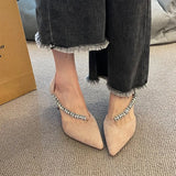 New Fashion Women Pointed Toe Dress Rhinestone Wedding Party Pumps Black Suede Sandal Crystal Embellished High Heels
