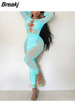 Hollow Out Jumpsuits Women 2023 New Off Shoulder Sexy Hole Skinny Elastic Club Streetwear Solid Rompers Female