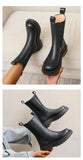 Chelsea Boots Chunky Boots Women Winter Shoes PU Leather Plush Ankle Boots Black Female Autumn Fashion Platform
