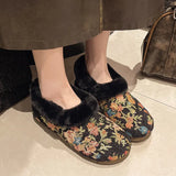 Winter New Plus Velvet Thick Warm Women's Casual Cotton Shoes Retro Embroidered Mother Shoes Beijing Cloth