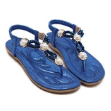 2018 Woman Sandals Bead Bohemian Clip Toe Comfortable Thong Shoes Boho Elastic Band Back Strap Flat Beach