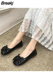 Summer 2023 Women Flats Korean Style Square Toe Office Lady Shoes Simply Casual Bow-knot Comfy Walking Shallow