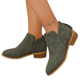 Breakj Head After The Zippered Martin Boots Large Size Leather Boots Solid Color Thin And Thick Leather And Ankle