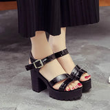 Sandals Coarse Heel With A Toe White Sandals Female Roman Style Waterproof Table High Heel Women's