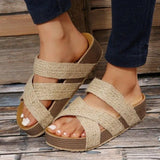 Breakj Casual Cool Drag Women's Shoes 2025 New Flat-Bottomed Thick-Bottomed Cross-Woven Solid