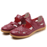 New Genuine Leather Women's Summer Sandals Cut-Outs Woman Flats Shoes Breathable Female Beach Loafers Soft Mother