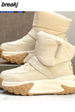 Ankle Boots Women High Quality Quilted Genuine Leather Nylon Down Snow Boots Woman Round Toe Flat Bottom Warm Pillow