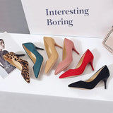 Breakj Spring New Large-Size High-Heeled Single-Shoe Rubber Sheel Fine Heel Light-Mouthed Women's Velvet High-Heeled