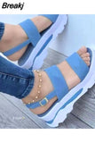 Women Summer Platform Sandals Buckle Strap Open Toe Thick Bottom Punk Ladies Casual Flats Beach Shoes Sandalias De