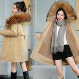 2021 Fashion Long Winter Coat Women Clothing Wool Liner Hooded Parkas Slim With Fur Collar Warm Winter Jacket