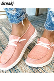 Autumn Women Canvas Shoes Solid Leopard Breathable Lace-Up Sneakers Slip On Loafers Lazy Casual Round Toe Vulcanized