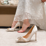 Spring and Autumn New Fashion Bridal Shoes Not Tired Feet Red Female Stiletto Pointed Toe Comfortable High