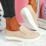 Summer Women's Single Shoes Platform Lightweight Suede Ladies Loafers Flat Platform Slip On Hiking Shallow Mouth Casual