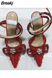 Women Sandals Summer Transparent Shoes Luxury Crystal Bowknot Slippers High Heels Mules Slides Ladies Party Wedding