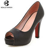 2020 Spring Autumn Elegant Solid Pumps Women Big Size 32-43 Shallow slip-on Platform High Heels Ol Shoes