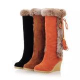 Breakj Autumn And Winter New Frosted Large-Size Slope And Long Boots Fur In One High Barrel Warm Boots Fur Snow Boots