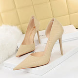 Breakj Sexy Nightclub Show Thin Heel Ultra High Heel Shallow Side Hollow Heels Retro Snake Grain Single