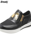 Women Casual Sneakers Side Zip Platform Pu Leather Fashion Comfort Outdoor Female Sports Shoes M Breathable Vulcanized