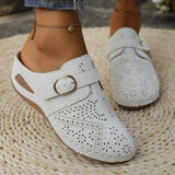 Breakj Large-Size Cool Slippers Women Summer New Slope And Flat Bottom Hollow Buckle Fashion Slippers