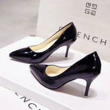 Shoes Pointed Toe Pumps Patent Leather Dress High Heels Boat Shoes Wedding Shoes Zapatos Mujer White Blue