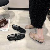 Code Metal Buckle Flat Sandals Women Wear The 2024 Summer New Fashion Hollow-Out Casual