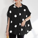 Women Casual Short Sleeve Polka Dot Blouse ZANZEA Elegant Turn Down Collar Shirt Summer Printed Oversize Tunic Tops Female