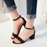 2020 Summer New High Heels Women's Shoes With Open Toe Suede Sexy Word Buckle Women Sandals Ankle Strap Rome Shoes