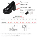 2023 Super High Heels Mary Jane Shoes Women Ankle Buckle Chunky Platform Pumps Woman Pu Leather Y2K Goth Shoes