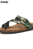 2023 New Women Summer Cork Slippers Casual Slip on Beach Outside Slides Flip Flops