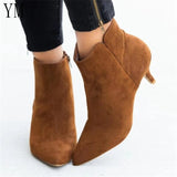 New Women's Ankle Boots Snake Leopard Pointed Toe Ladies Chunky Thin High heel Side zipper Female Shoes Woman Footwear