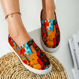 Graffiti Women Flat Shoes Shallow Thick Bottom Casual Canvas Female Footwear Spring Slip On Women's Shoes Plus Size