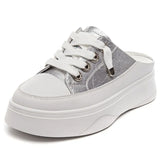 Summer Women Shoes flat sneakers women casual shoes low upper lace up platform woman white