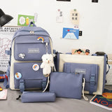 NEW 4 Piece Set backpacks fashion canvas backpack female Korean Shoulder bag College Students bags School backpack for girl