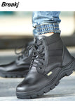 Safety Shoes with Steel Toe Cap Anti-smashing Work Safety Boots with Waterproof Leather for Men and Women Botas