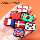 Crock Charms Accessories PVC Shoe Croc Buttons Sandals Charm Decoration Brazil Korea Britain Switzerland Flag