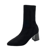 Elastic Ankle Boots New Fashion Glittering Party Shoes Slip-On Women Casual Pointed Boots Women High Heels Plus Size