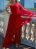 Celmia Summer Party Jumpsuit Women Elegant Chiffon Covering Casual Wide Leg Rompers Fashion One Shoulder Sleeveless
