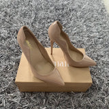 Curl Upper Women Patent Pointed Toe Stiletto High Heels Sexy Ladies Party Dress Shoes Club Dance Pumps Plus
