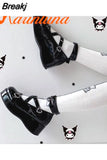 Great Quality Lolita Cosplay Black Pink Wedges Pumps Platform Heart Women Mary Janes Buckle Strap Gothic Shoes
