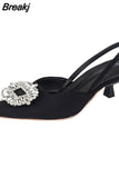 Bride Shoes Comfortable Triangle Heeled Party Wedding Shoes 2023 Brand Women Pumps Luxury Crystal Slingback High