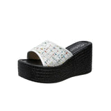 Women's High-heeled Slippers 2023 Summer New Sexy Luxury Sweet Bow Platform Shoes Ladies Fashion Wedges Sandals Zapatos De