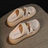 Breakj Bottom Soft Skin Rhinestone Slippers Women Wear Summer 2024 New Fashion Versatile Lazy Female