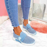 Casual Sneakers New Bling Rhinestone Ladies Shoes Slip On Comfortable Sole Running Walking Shoes Female Flat Mesh