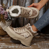 Breakj New 2025 Autumn And Winter Korean Version Of Women's Color And Velvet To Help Snow Boots Cotton Shoes To Increase Leisure And